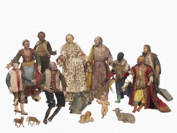 GRUPPO DI PASTORI DA PRESEPE, NAPOLI, SECOLI XVIII E XIX  - Asta Mobili, arredi e oggetti d'arte - Associazione Nazionale - Case d'Asta italiane