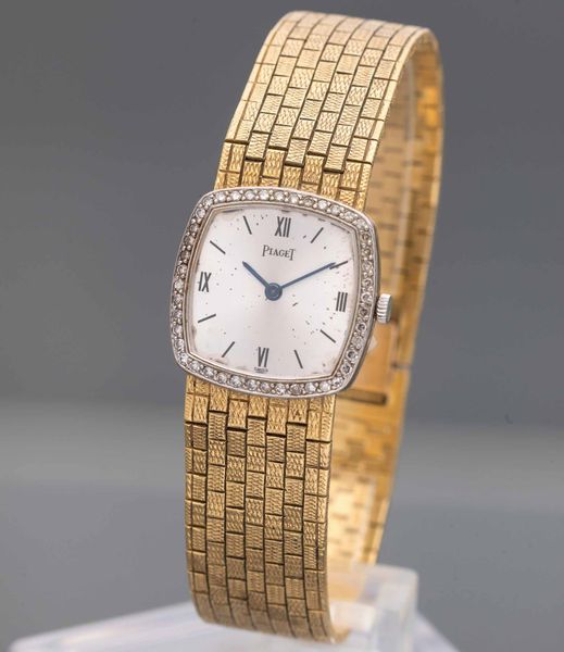 PIAGET - Orologio da donna in oro 18k con bracciale integrato con diamanti, carica manuale, quadrante Argent con numeri Romani  - Asta Orologi da Polso e da Tasca - Associazione Nazionale - Case d'Asta italiane