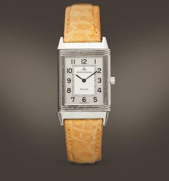 JAEGER LECOULTRE - Reverso in acciaio carica manuale con quadrante Argent bitonale con numeri Arabi, cinturino in pelle con deployante  - Asta Orologi da Polso e da Tasca - Associazione Nazionale - Case d'Asta italiane