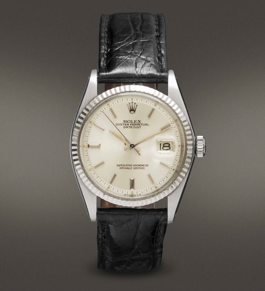 ROLEX - Datejust ref 1601 in acciaio, movimento automatico con datario, ghiera zigrinata in oro bianco e quadrante Argent  - Asta Orologi da Polso e da Tasca - Associazione Nazionale - Case d'Asta italiane