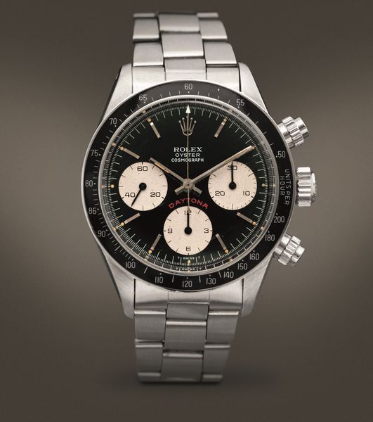 ROLEX - Raro Cosmograph Daytona ref 6263 in acciaio tasti a vite, carica manuale, ghiera tachimetrica in bachelite e bracciale Oyster ripiegato.  - Asta Orologi da Polso e da Tasca - Associazione Nazionale - Case d'Asta italiane