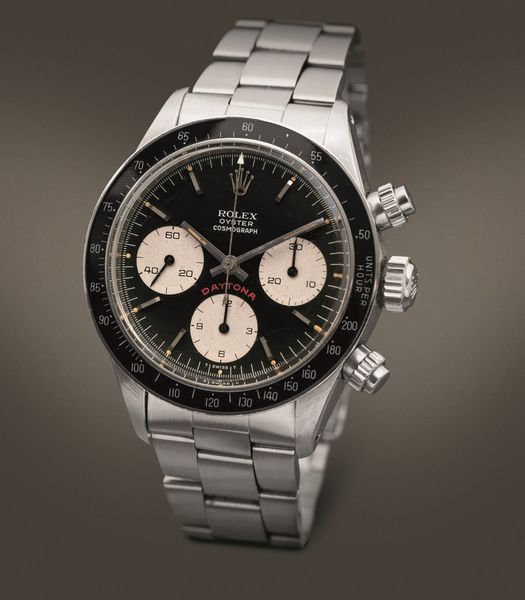 ROLEX - Raro Cosmograph Daytona ref 6263 in acciaio tasti a vite, carica manuale, ghiera tachimetrica in bachelite e bracciale Oyster ripiegato.  - Asta Orologi da Polso e da Tasca - Associazione Nazionale - Case d'Asta italiane