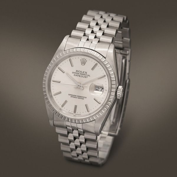 ROLEX - Datejust ref 16220 in acciaio automatico con datario, ghiera godronata quadrante Argent con indici a bastone e bracciale Jubilee  - Asta Orologi da Polso e da Tasca - Associazione Nazionale - Case d'Asta italiane