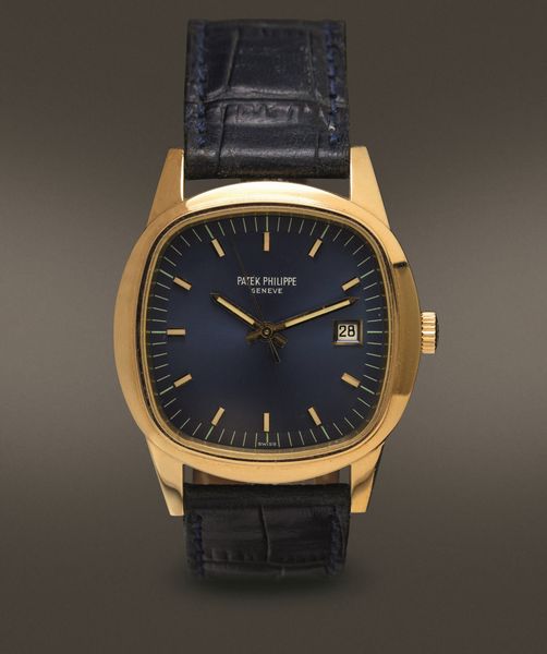 PATEK PHILIPPE - Raro orologio elettromeccanico Beta 21 ref 3587 in oro giallo 18k con anse prodotto in circa 30 esemplari.<BR>Accompagnato da Estratto d'Archivio che conferma che l'orologio  stato venduto con il cinturino in pelle.  - Asta Orologi da Polso e da Tasca - Associazione Nazionale - Case d'Asta italiane