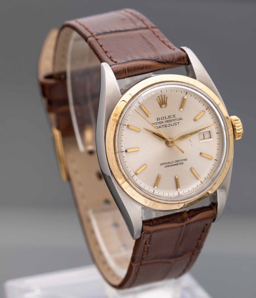 ROLEX - Ovettone ref 6075 acciaio e oro automatico con datario, quadrante Argent con lancette a daga  - Asta Orologi da Polso e da Tasca - Associazione Nazionale - Case d'Asta italiane