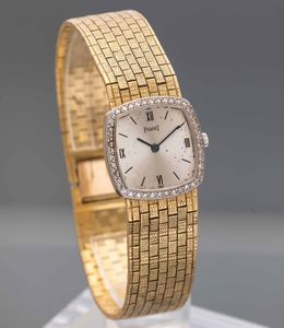 PIAGET - Orologio da donna in oro 18k con bracciale integrato con diamanti, carica manuale, quadrante Argent con numeri Romani  - Asta Orologi da Polso e da Tasca - Associazione Nazionale - Case d'Asta italiane