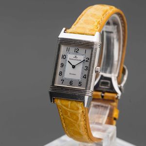 JAEGER LECOULTRE - Reverso in acciaio carica manuale con quadrante Argent bitonale con numeri Arabi, cinturino in pelle con deployante  - Asta Orologi da Polso e da Tasca - Associazione Nazionale - Case d'Asta italiane