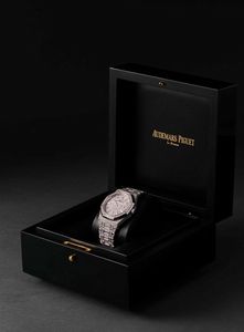 AUDEMARS PIGUET - Royal Oak 15400ST con pav di diamanti incastonati su cassa bracciale e quadrante aftermarket  - Asta Orologi da Polso e da Tasca - Associazione Nazionale - Case d'Asta italiane