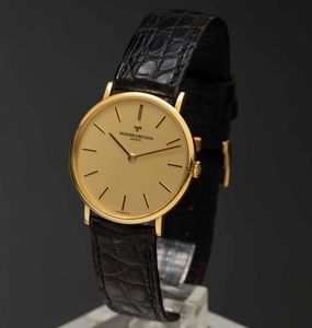 VACHERON & CONSTANTIN - Patrimony extrapiatto in oro 18k, carica manuale solo tempo quadrante dorato con indici a bastone applicati  - Asta Orologi da Polso e da Tasca - Associazione Nazionale - Case d'Asta italiane