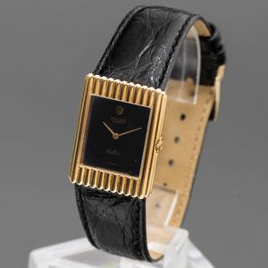 ROLEX - Raro Cellini di forma in oro giallo 18k ref 4016, carica manuale con quadrante in Ematite, cinturino in pelle e fibbia originale  - Asta Orologi da Polso e da Tasca - Associazione Nazionale - Case d'Asta italiane