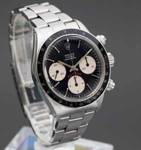 ROLEX - Raro Cosmograph Daytona ref 6263 in acciaio tasti a vite, carica manuale, ghiera tachimetrica in bachelite e bracciale Oyster ripiegato.  - Asta Orologi da Polso e da Tasca - Associazione Nazionale - Case d'Asta italiane