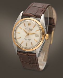 ROLEX - Ovettone ref 6075 acciaio e oro automatico con datario, quadrante Argent con lancette a daga  - Asta Orologi da Polso e da Tasca - Associazione Nazionale - Case d'Asta italiane