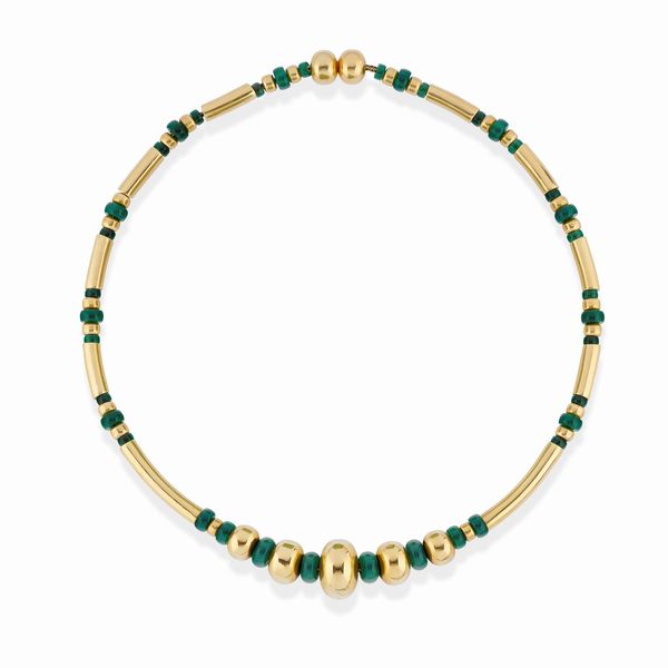 Collana in oro giallo 18K con pietra dura verde  - Asta Argenti - Associazione Nazionale - Case d'Asta italiane