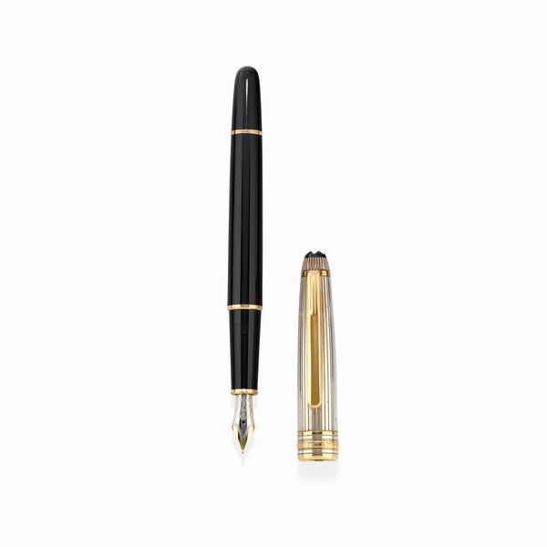 ,Montblanc : Penna stilografica in argento 925 e lacca nera  - Asta Argenti - Associazione Nazionale - Case d'Asta italiane