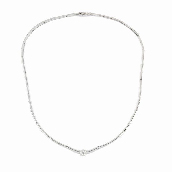 Collana in oro bianco 18K e diamante  - Asta Argenti - Associazione Nazionale - Case d'Asta italiane