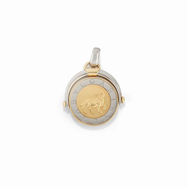 ,Bulgari : Pendente in oro giallo 18K e acciaio,  collezione Bulgari-Bulgari  - Asta Argenti - Associazione Nazionale - Case d'Asta italiane