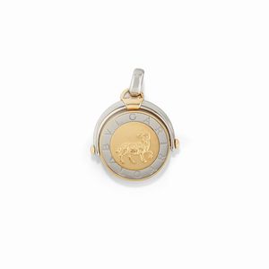 ,Bulgari - Pendente in oro giallo 18K e acciaio,  collezione Bulgari-Bulgari