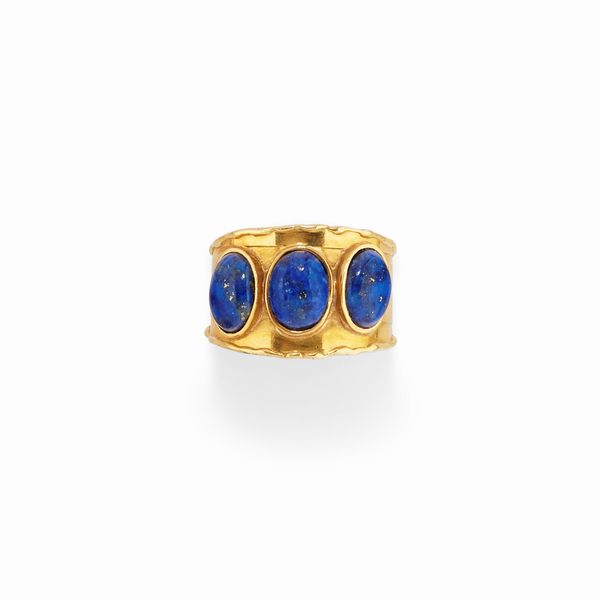 Anello in oro giallo 18k e lapislazzuli  - Asta Gioielli - Associazione Nazionale - Case d'Asta italiane