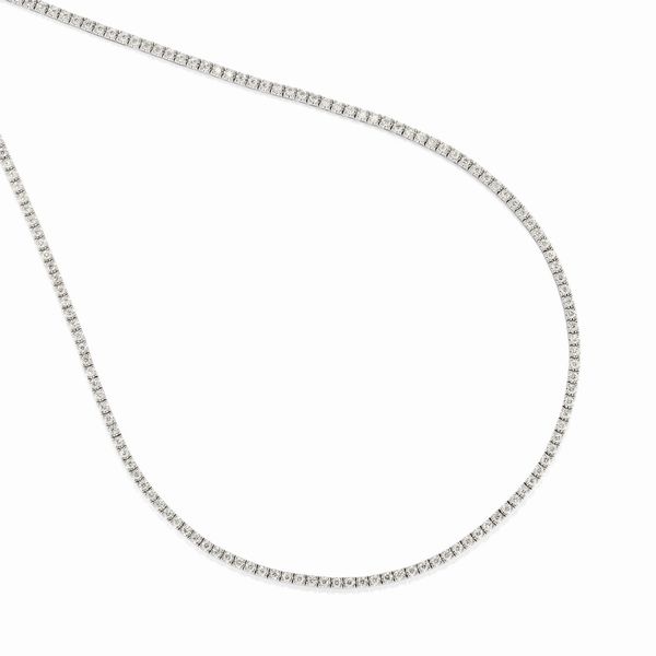 Collana tennis in oro bianco 18K e diamanti  - Asta Gioielli - Associazione Nazionale - Case d'Asta italiane