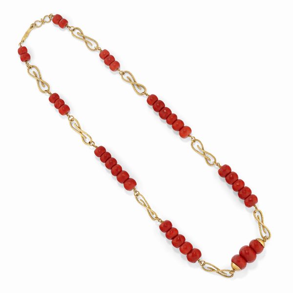 ,Germano : Collana in oro giallo 18k e corallo rosso, 1970 circa  - Asta Gioielli - Associazione Nazionale - Case d'Asta italiane