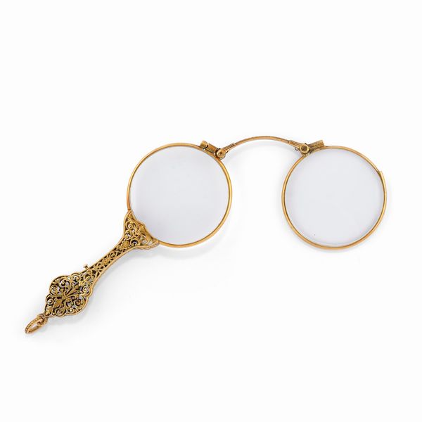 Lorgnette, ditale e monachina in oro 18K e 9K, smalti e pietre  - Asta Gioielli - Associazione Nazionale - Case d'Asta italiane