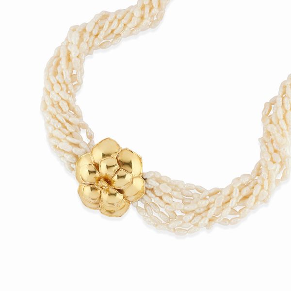 Collana in oro giallo 18k e perle di fiume  - Asta Gioielli - Associazione Nazionale - Case d'Asta italiane