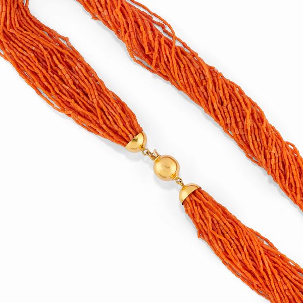 Collana in oro giallo 18k e corallo arancio  - Asta Gioielli - Associazione Nazionale - Case d'Asta italiane