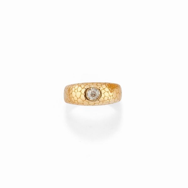 Anello in oro giallo 18k e diamante  - Asta Gioielli - Associazione Nazionale - Case d'Asta italiane