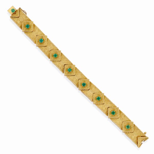 Bracciale in oro giallo 18k e smeraldi  - Asta Gioielli - Associazione Nazionale - Case d'Asta italiane