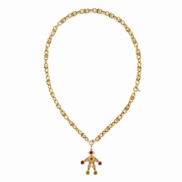 Collana in oro giallo 18k e pietre colorate  - Asta Gioielli - Associazione Nazionale - Case d'Asta italiane