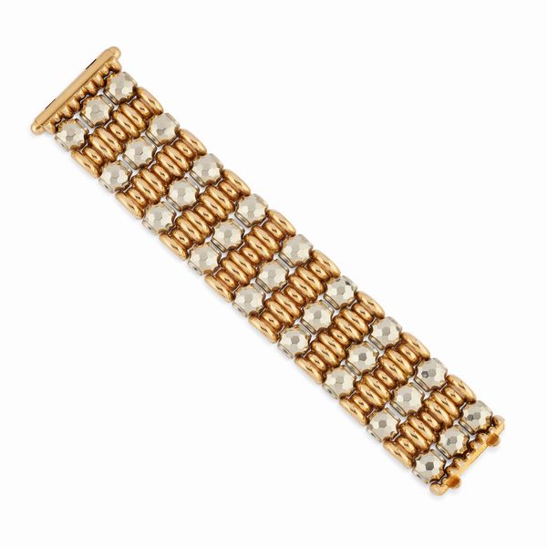 Bracciale in oro rosa e bianco 18K, 1940 circa  - Asta Gioielli - Associazione Nazionale - Case d'Asta italiane