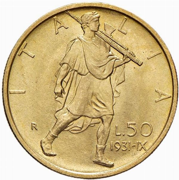 ROMA. REGNO D’ITALIA. VITTORIO EMANUELE III (1900-1943) 50 LIRE LITTORE 1931 IX  - Asta Monete di Milano, Casa Savoia, zecchini e Oselle in oro di Venezia  - Associazione Nazionale - Case d'Asta italiane