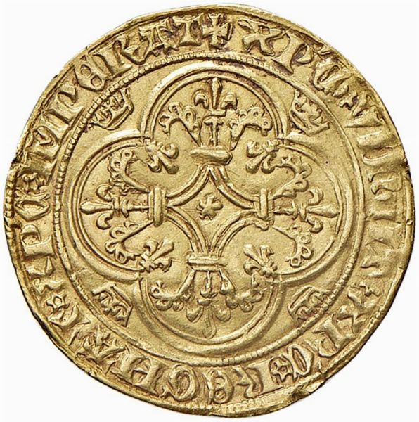 FRANCIA. CARLO VI “IL FOLLE” (1380-1422) SCUDO ALLA CORONA  - Asta Monete di Milano, Casa Savoia, zecchini e Oselle in oro di Venezia  - Associazione Nazionale - Case d'Asta italiane