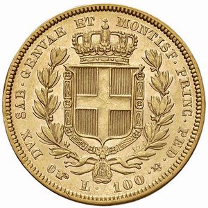 GENOVA. REGNO DI SARDEGNA. CARLO ALBERTO (1831-1849) 100 LIRE 1835  - Asta Monete di Milano, Casa Savoia, zecchini e Oselle in oro di Venezia  - Associazione Nazionale - Case d'Asta italiane