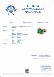 VENTRELLA ANELLO CON SMERALDO COLOMBIANO E DIAMANTI  - Asta Gioielli - Associazione Nazionale - Case d'Asta italiane