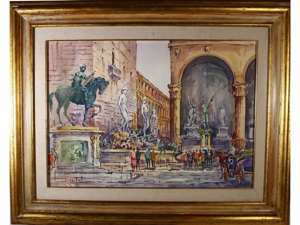 ,Giovanni Ospitali : Piazza della Signoria  - Asta Arte Moderna e Contemporanea - Associazione Nazionale - Case d'Asta italiane