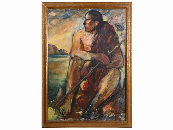 ,Virio da Savona : Pescatore 1960  - Asta Arte Moderna e Contemporanea - Associazione Nazionale - Case d'Asta italiane