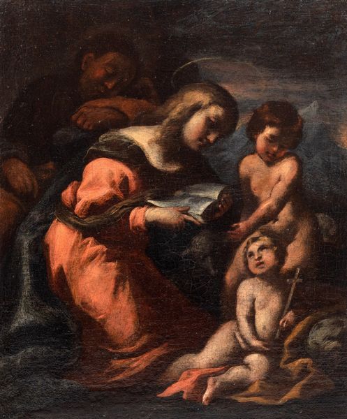 ,Scuola dell'Italia centrale, secolo XVII : Sacra Famiglia con San Giovannino  - Asta Dipinti e Disegni Antichi - Associazione Nazionale - Case d'Asta italiane