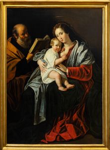 ,Atelier di Bartolomeo Cavarozzi  (Viterbo 1587 – Roma 1625) : Sacra Famiglia  - Asta Dipinti e Disegni Antichi - Associazione Nazionale - Case d'Asta italiane
