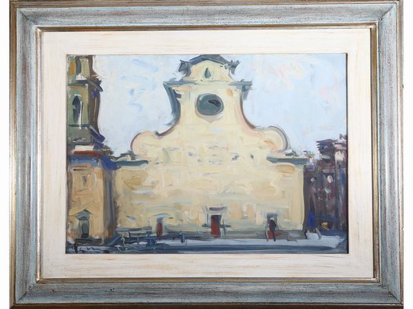 ,Enzo Pregno : Veduta di Piazza di Santo Spirito  - Asta House Sale: Un'elegante casa fiorentina - Associazione Nazionale - Case d'Asta italiane