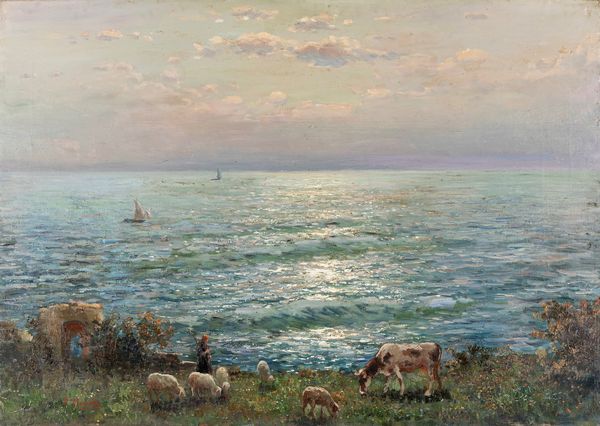 ,Federico Morello : Tramonto sul mare, Riviera di Ponente  - Asta Arte figurativa tra XIX e XX Secolo - Associazione Nazionale - Case d'Asta italiane