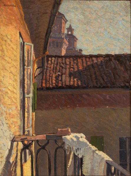 ,Attribuito a Mario Puccini (Livorno 1869 - Firenze 1920) : Il Castello Estense di Ferrara dal terrazzino di casa Righini  - Asta Arte figurativa tra XIX e XX Secolo - Associazione Nazionale - Case d'Asta italiane