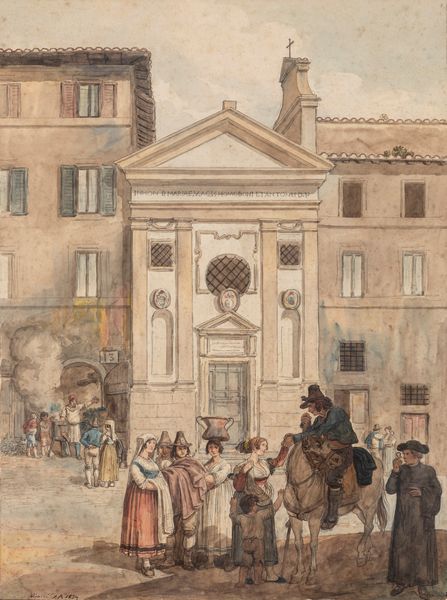 ,Bartolomeo Pinelli : Roma, vita davanti la chiesa di S. Omobono  - Asta Arte figurativa tra XIX e XX Secolo - Associazione Nazionale - Case d'Asta italiane