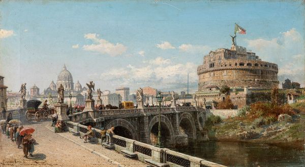 ,Ercole Calvi : Veduta di Castel Sant'Angelo a Roma  - Asta Arte figurativa tra XIX e XX Secolo - Associazione Nazionale - Case d'Asta italiane