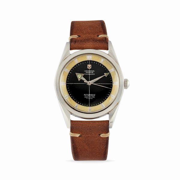 ,Universal Genève : Polerouter Broad Arrow 20360 personalizzato per Golk Milan, anni 50  - Asta Orologi - Associazione Nazionale - Case d'Asta italiane