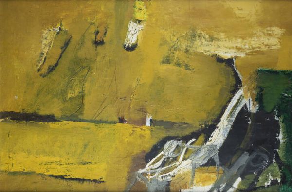 PIERO RUGGERI Torino 1930 - 2009 : Paesaggio giallo 1966  - Asta Asta 203 Dipinti - Associazione Nazionale - Case d'Asta italiane