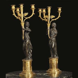 COPPIA DI CANDELABRI, FRANCIA, PRIMA MET SECOLO XIX  - Asta International Fine Art  - Associazione Nazionale - Case d'Asta italiane