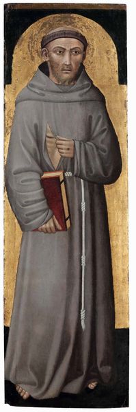 Luca di Tommè, Attribuito a : San Francesco d'Assisi  - Asta Dipinti antichi - Associazione Nazionale - Case d'Asta italiane