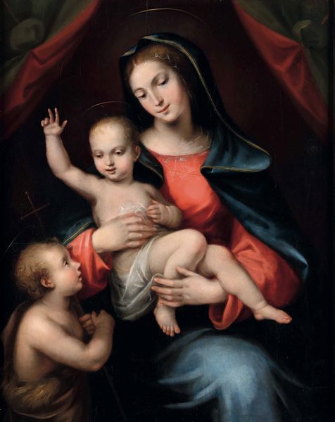 Mariotto Albertinelli : Madonna col Bambino e San Giovannino  - Asta Dipinti antichi - Associazione Nazionale - Case d'Asta italiane