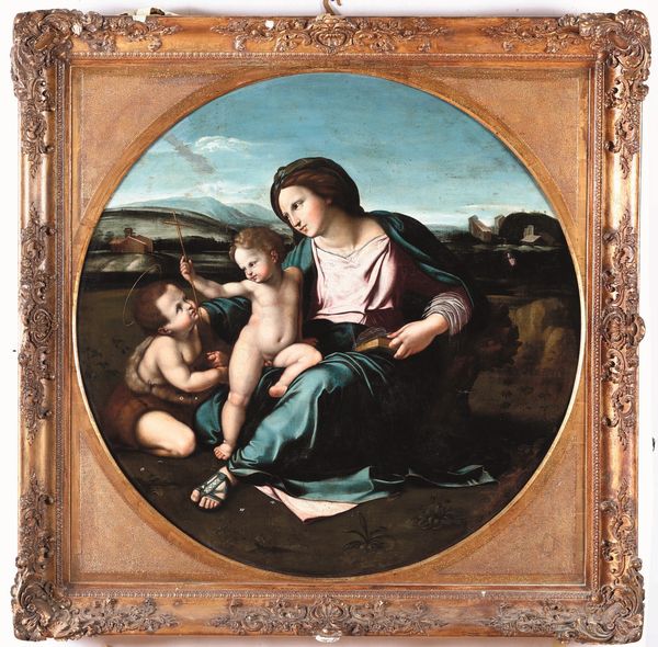 Raffaello Sanzio, copia da : Madonna d'Alba  - Asta Dipinti antichi - Associazione Nazionale - Case d'Asta italiane